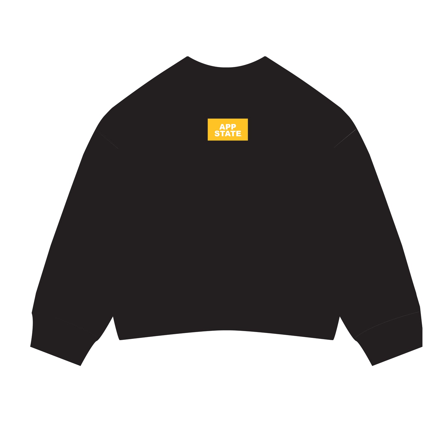 The Ava Airy Crewneck App State Woven Label | Black
