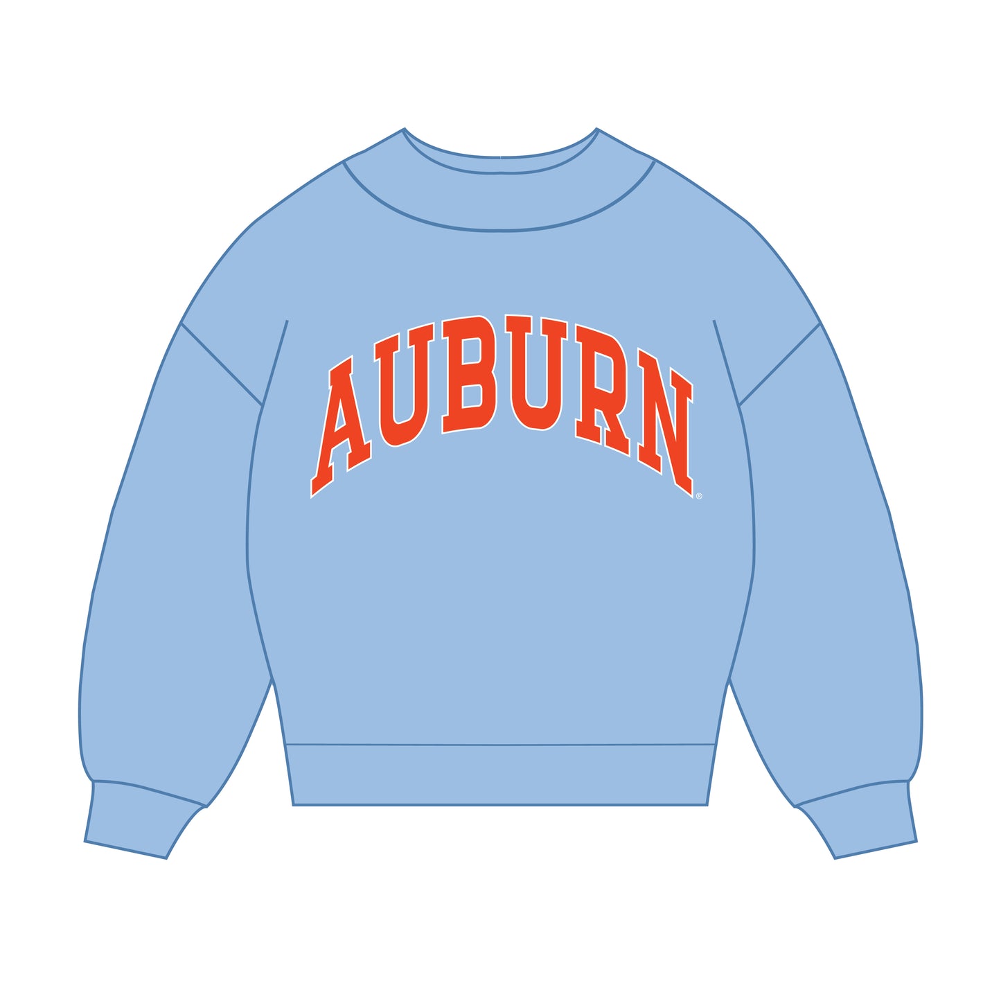 The Madi Classic Mockneck Auburn Applique | Light Blue