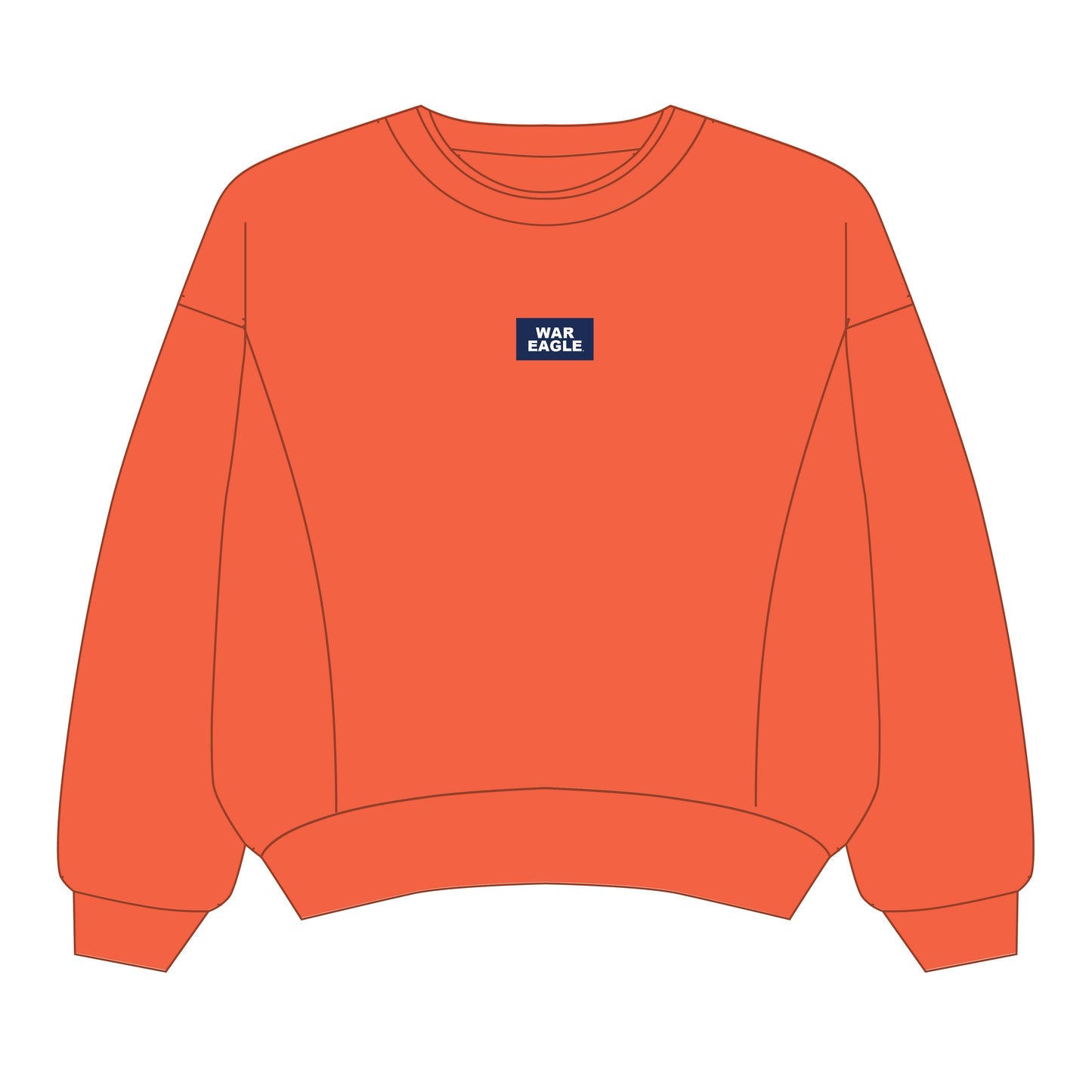 The Molly Corded Crew War Eagle Woven Label | Orange