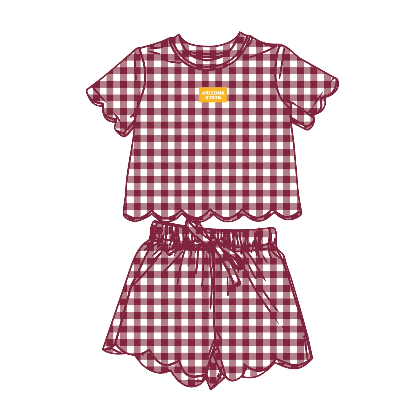 The Sue Scalloped Set Arizona State | Youth Maroon