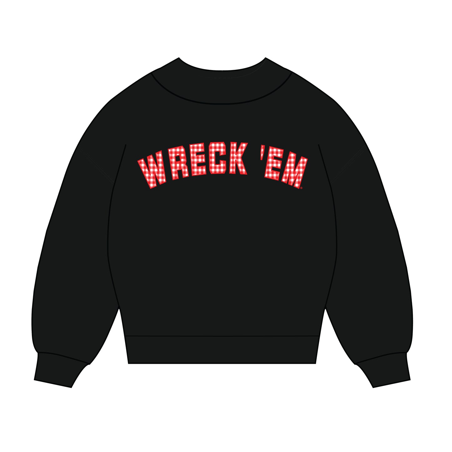 The Mallory Gingham Mockneck Texas Tech | Black