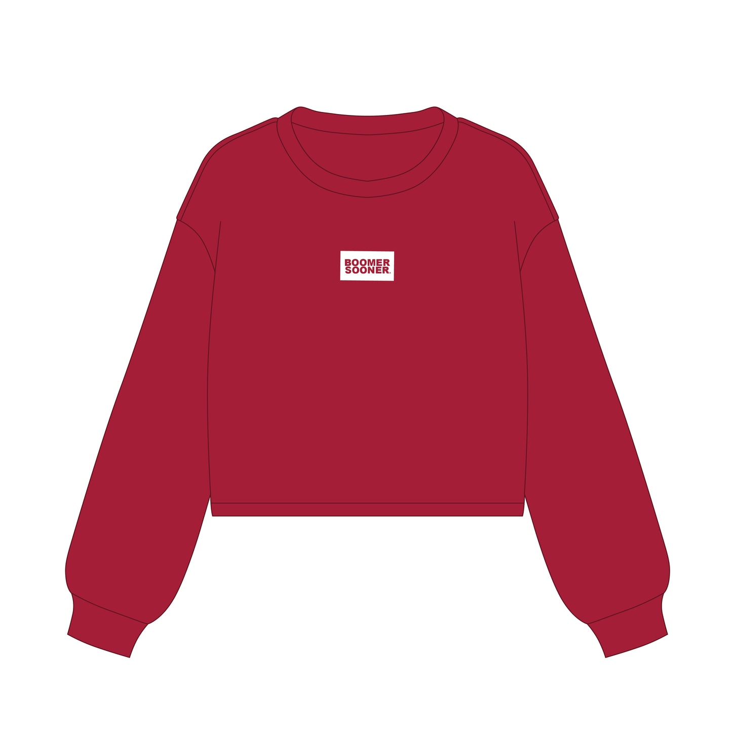 The Becca Boxy Crewneck Boomer Sooner Woven Label | Youth Crimson