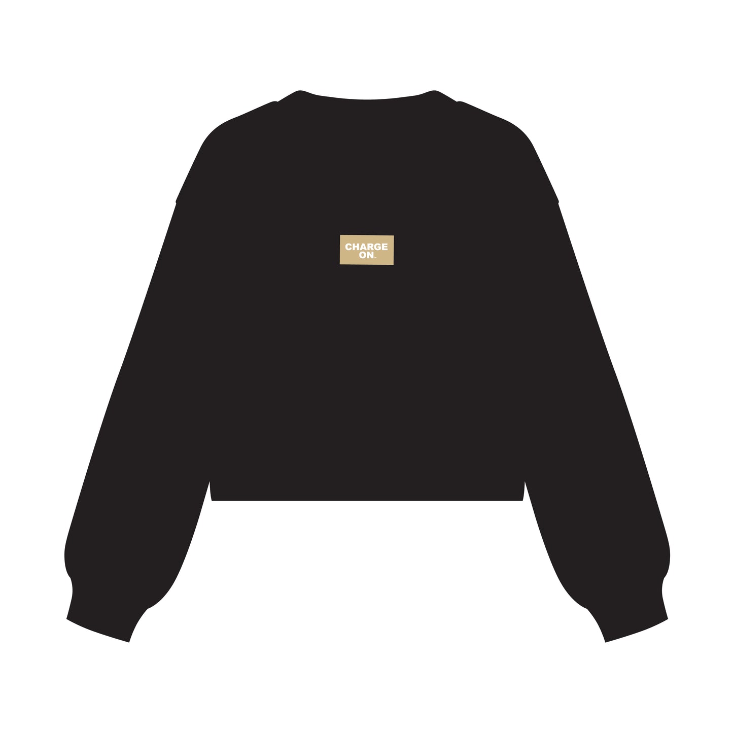 The Becca Boxy Crewneck Charge On Woven Label | Black