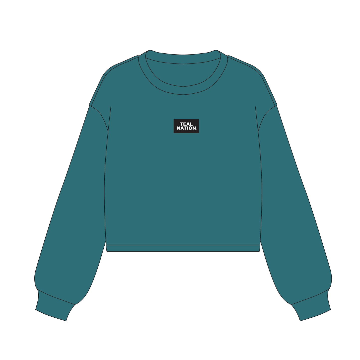 The Becca Boxy Crewneck Teal Nation Woven Label | Youth Teal