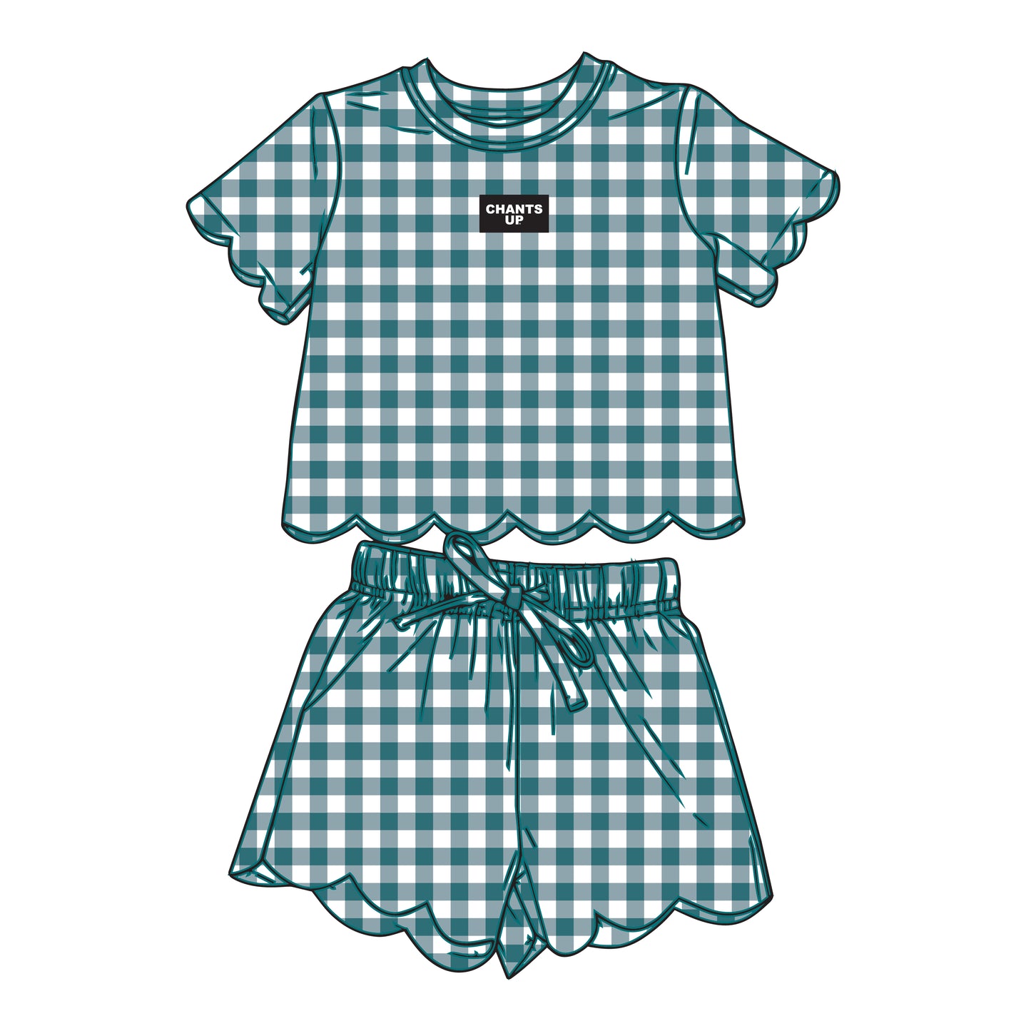 The Sue Scalloped Set Chants Up | Youth Teal