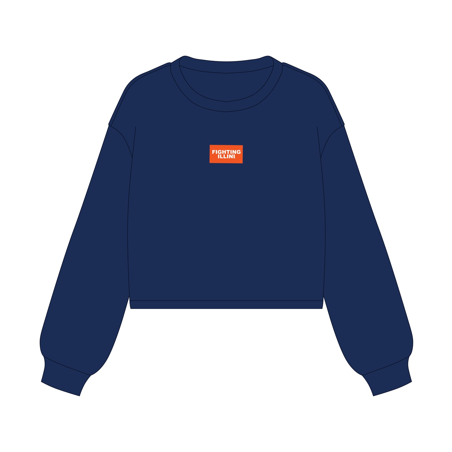 The Becca Boxy Crewneck Fighting Illini Woven Label | Youth Navy
