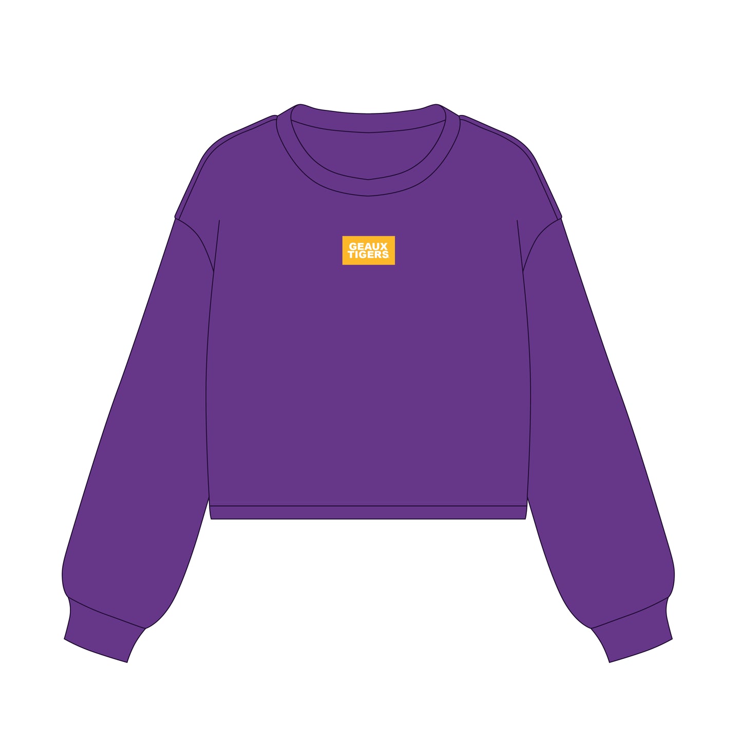 The Becca Boxy Crewneck Geaux Tigers Woven Label | Youth Purple