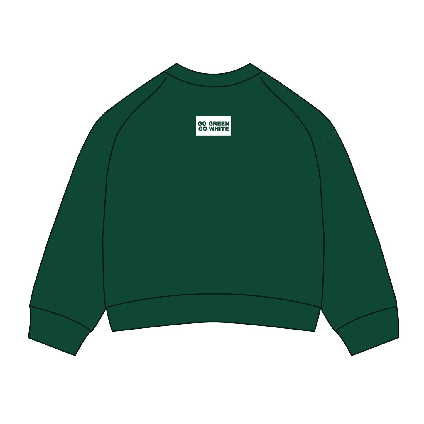 The Ava Airy Crewneck Go Green Go White Woven Label | Dark Green