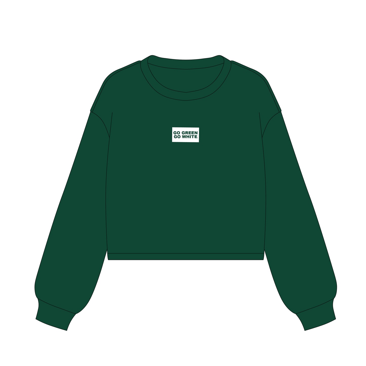 The Becca Boxy Crewneck Go Green Go White Woven Label | Youth Dark Green