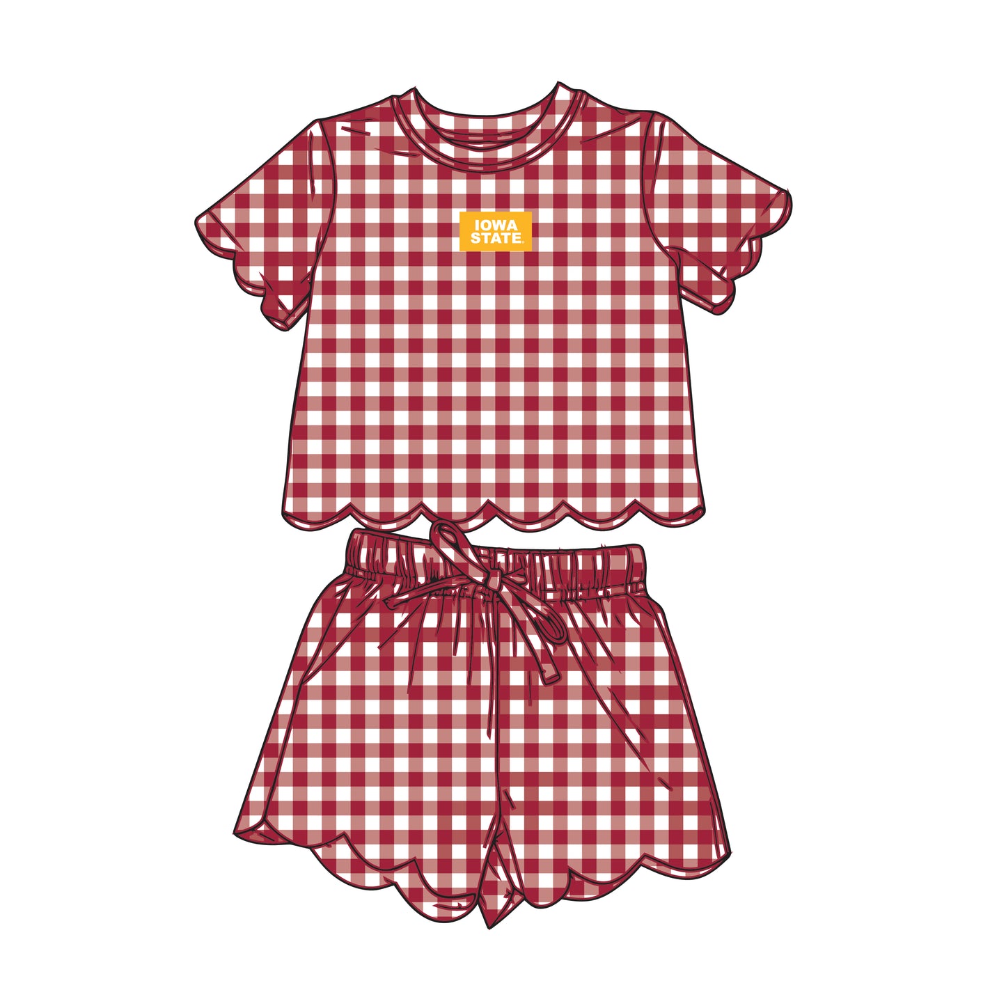 The Sue Scalloped Set Iowa State | Youth Crimson