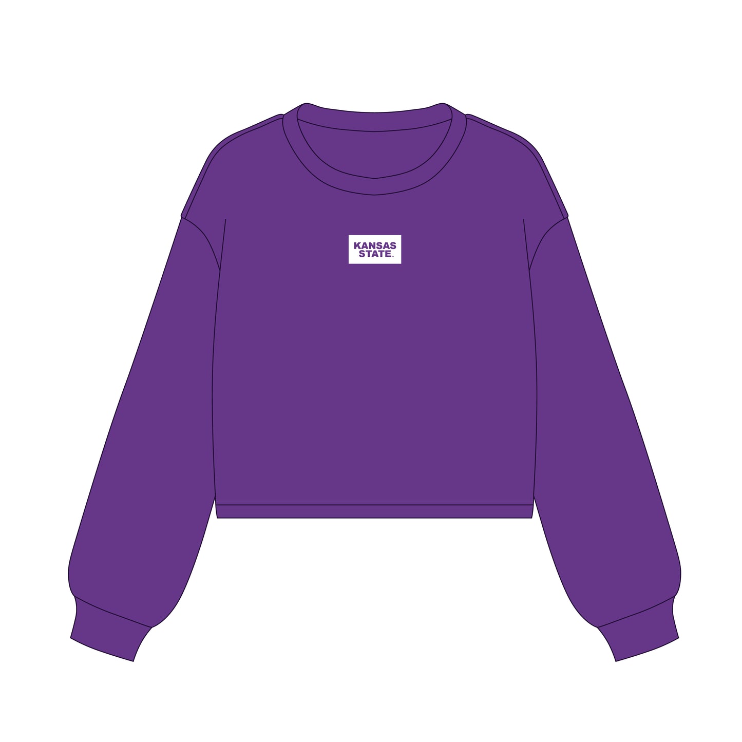 The Becca Boxy Crewneck Kansas State Woven Label | Youth Purple