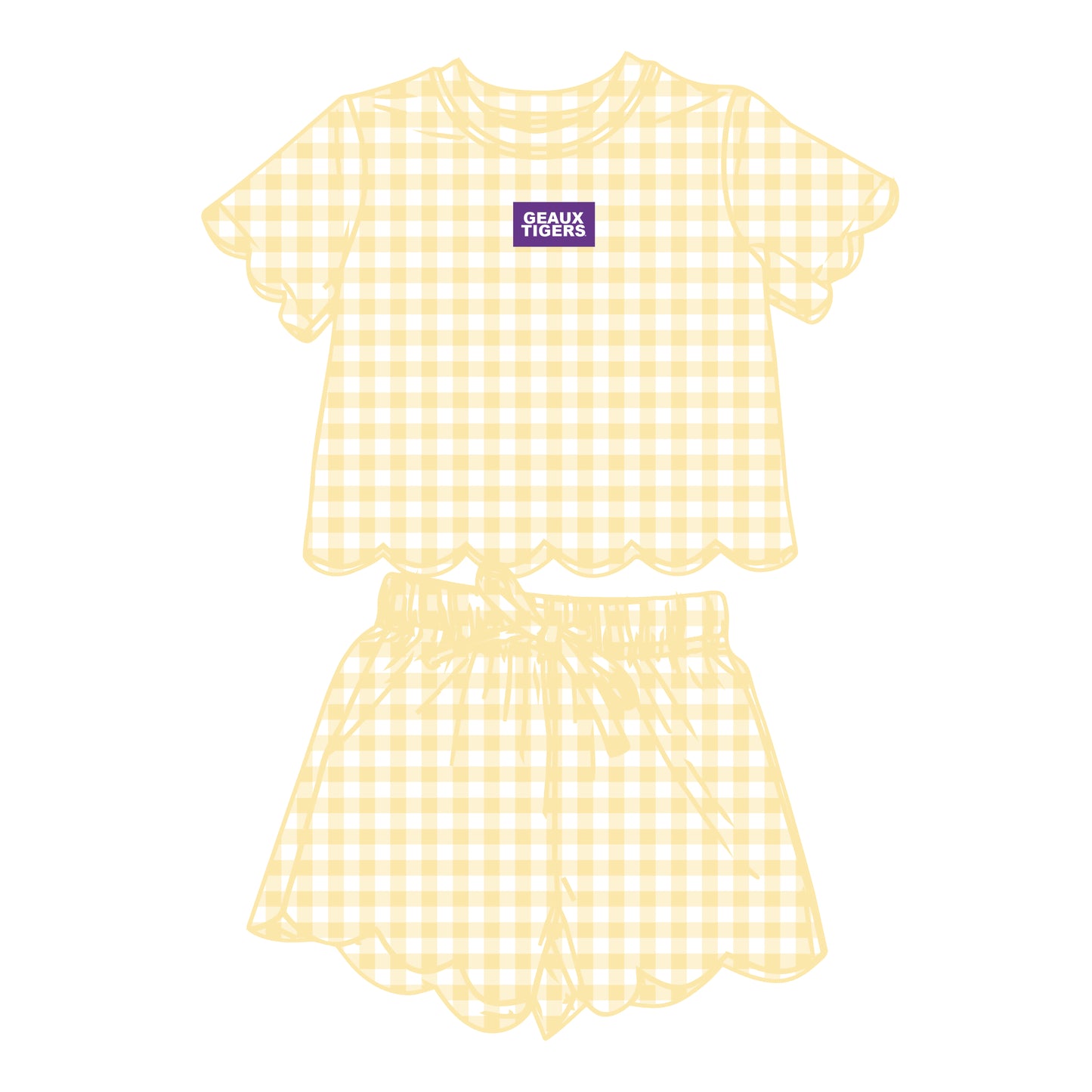 The Sue Scalloped Set Geaux Tigers | Youth Butter