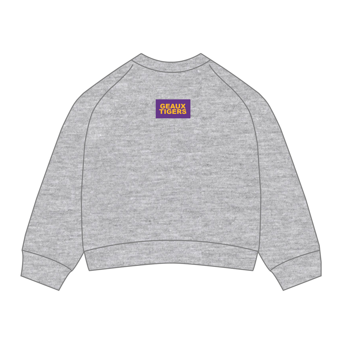 The Ava Airy Crewneck Geaux Tigers Woven Label | Heather Grey