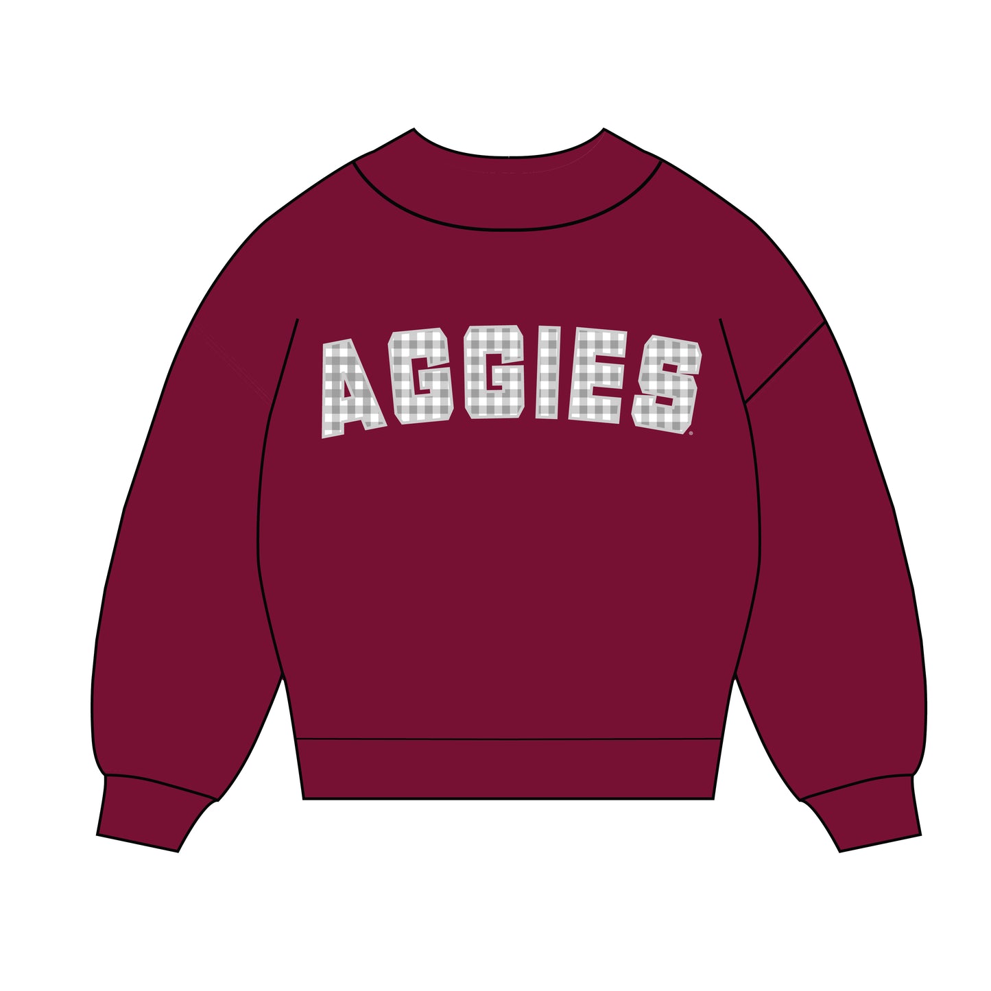 The Mallory Gingham Mockneck Texas A&M | Deep Maroon