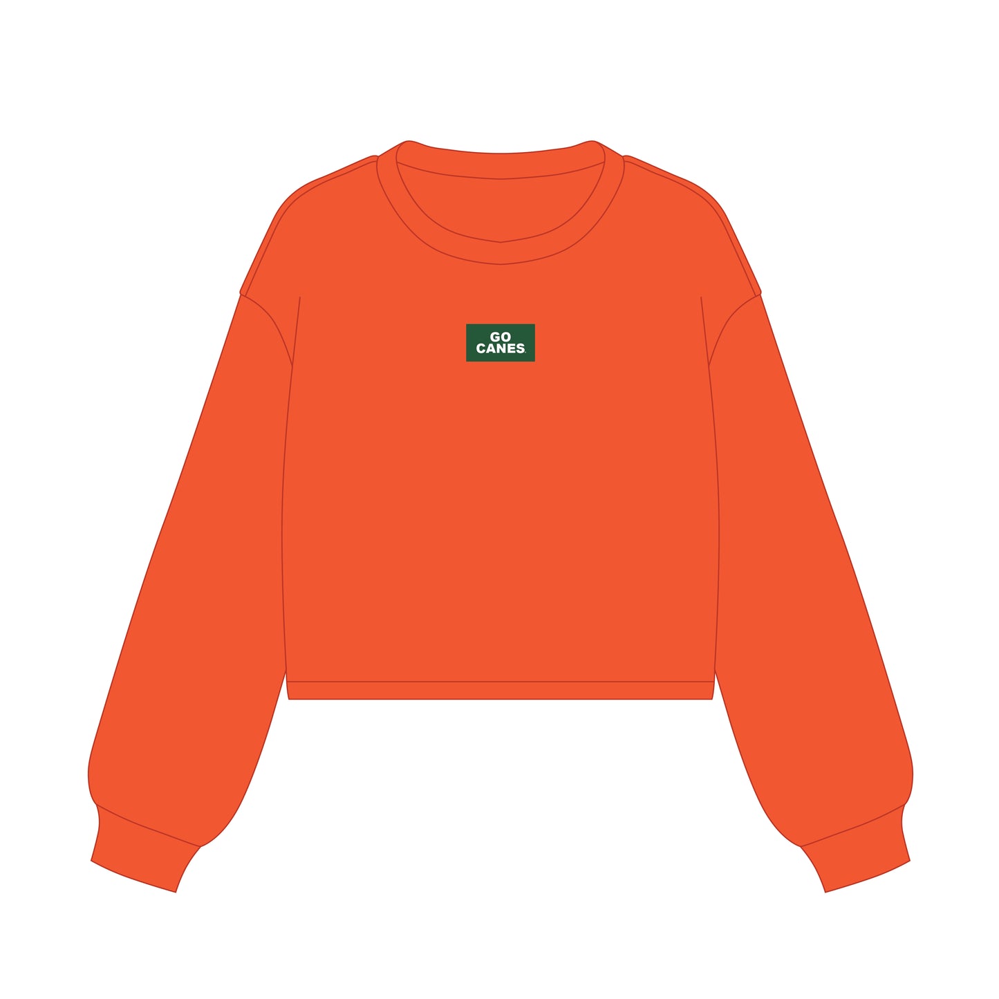 The Becca Boxy Crewneck Go Canes Woven Label | Youth Orange