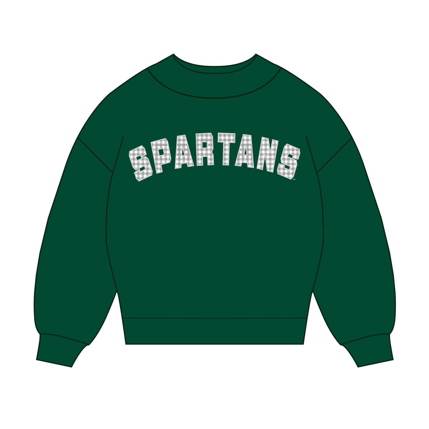 The Mallory Gingham Mockneck Michigan State | Youth Dark Green