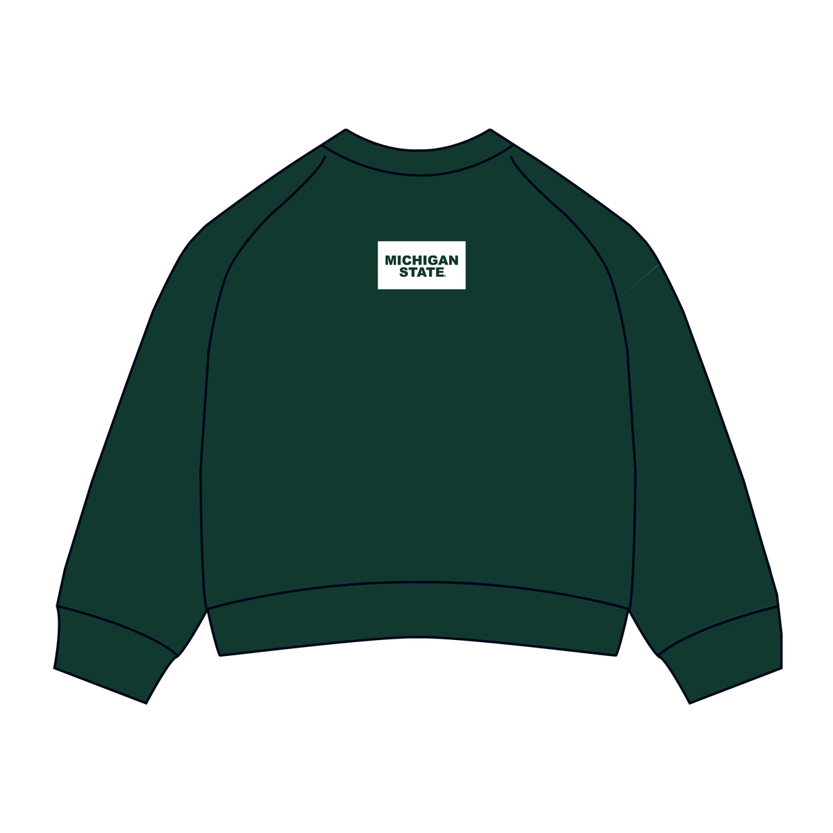 The Ava Airy Crewneck Michigan State Woven Label | Dark Green
