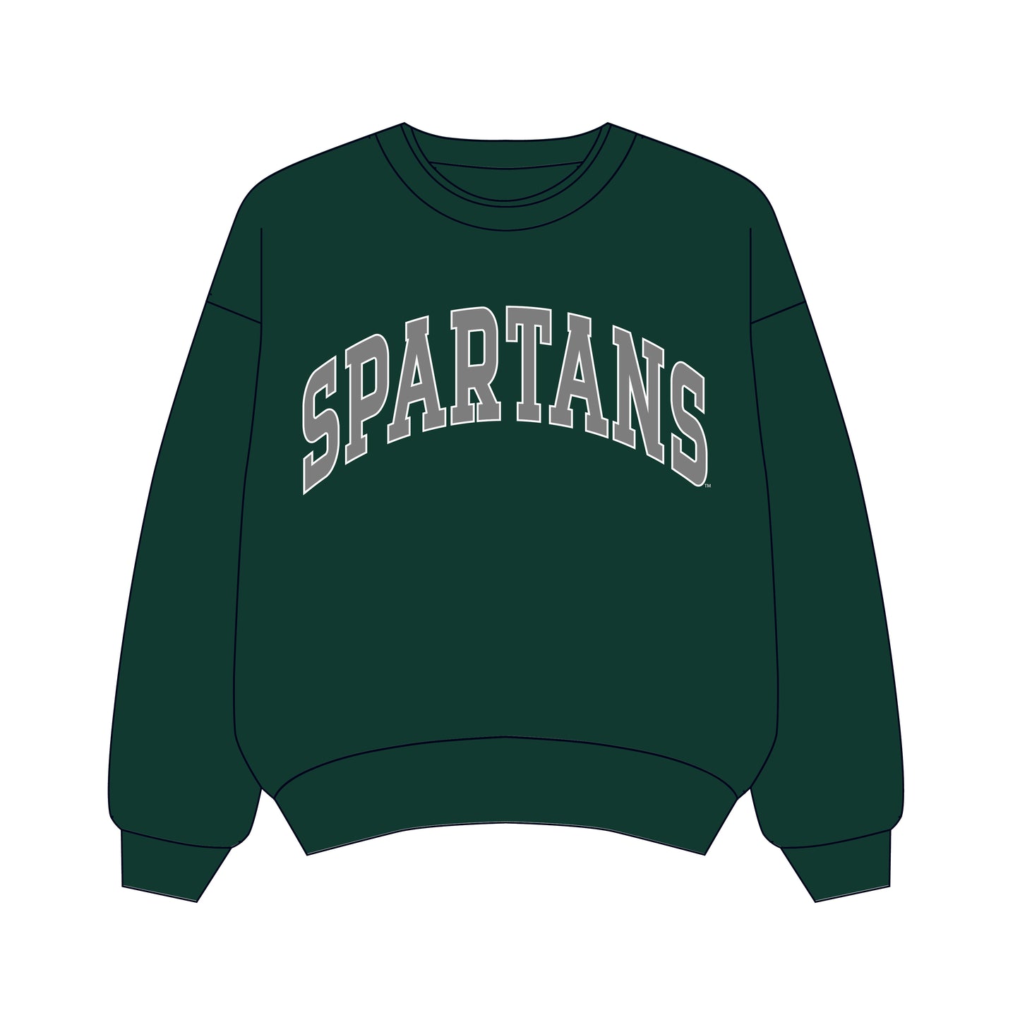 The Olivia Oversized Crewneck Spartans | Youth Dark Green