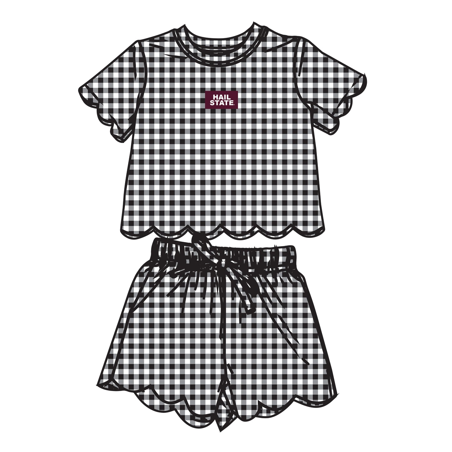 The Sue Scalloped Set Hail State | Youth Black