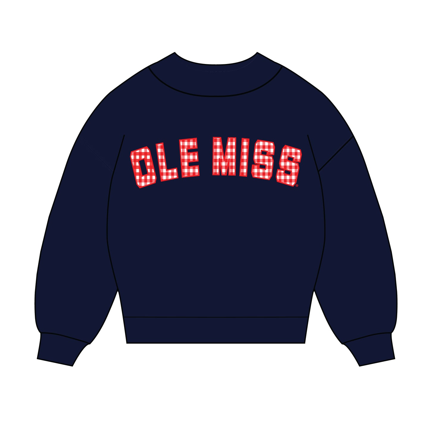 The Mallory Gingham Mockneck Ole Miss | Youth Navy