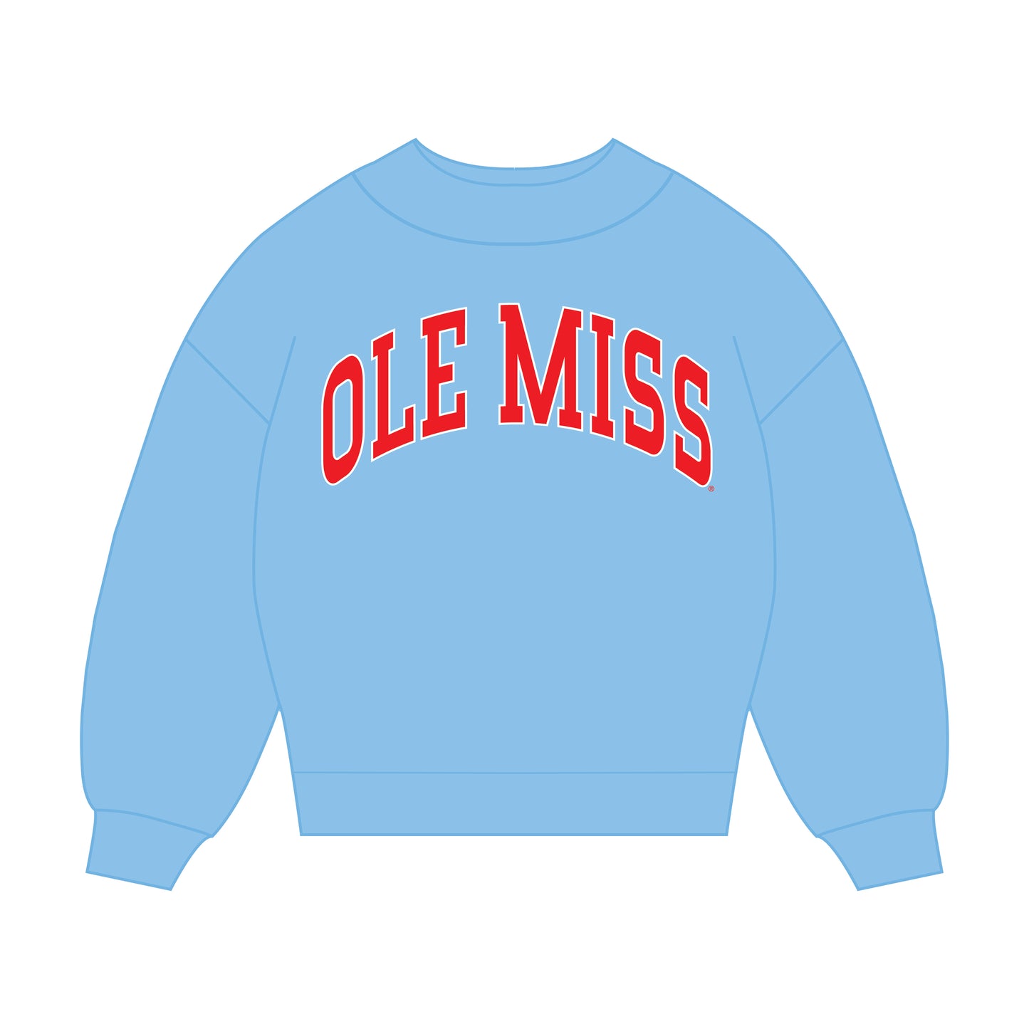 The Madi Classic Mockneck Ole Miss Applique | Light Blue