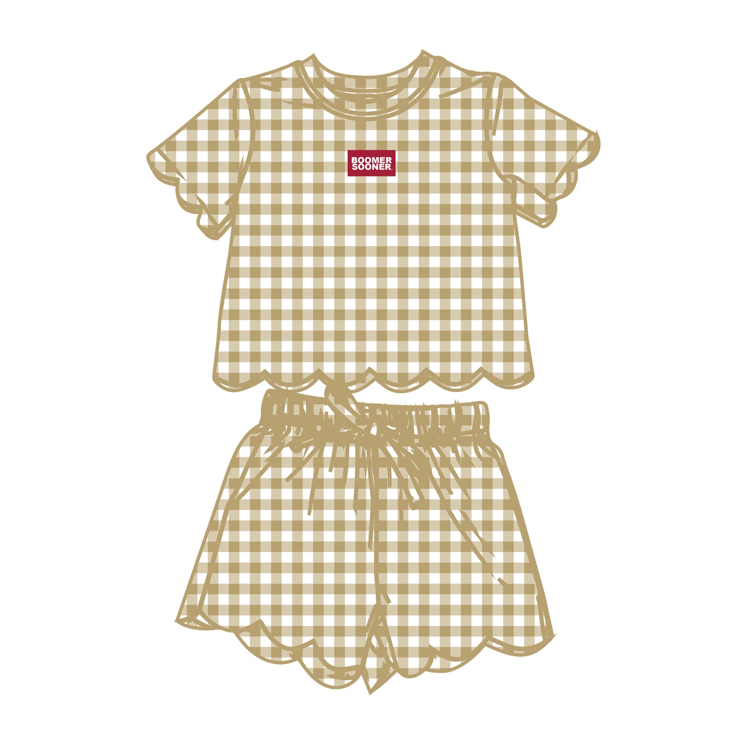The Sue Scalloped Set Boomer Sooner | Youth Vegas Gold