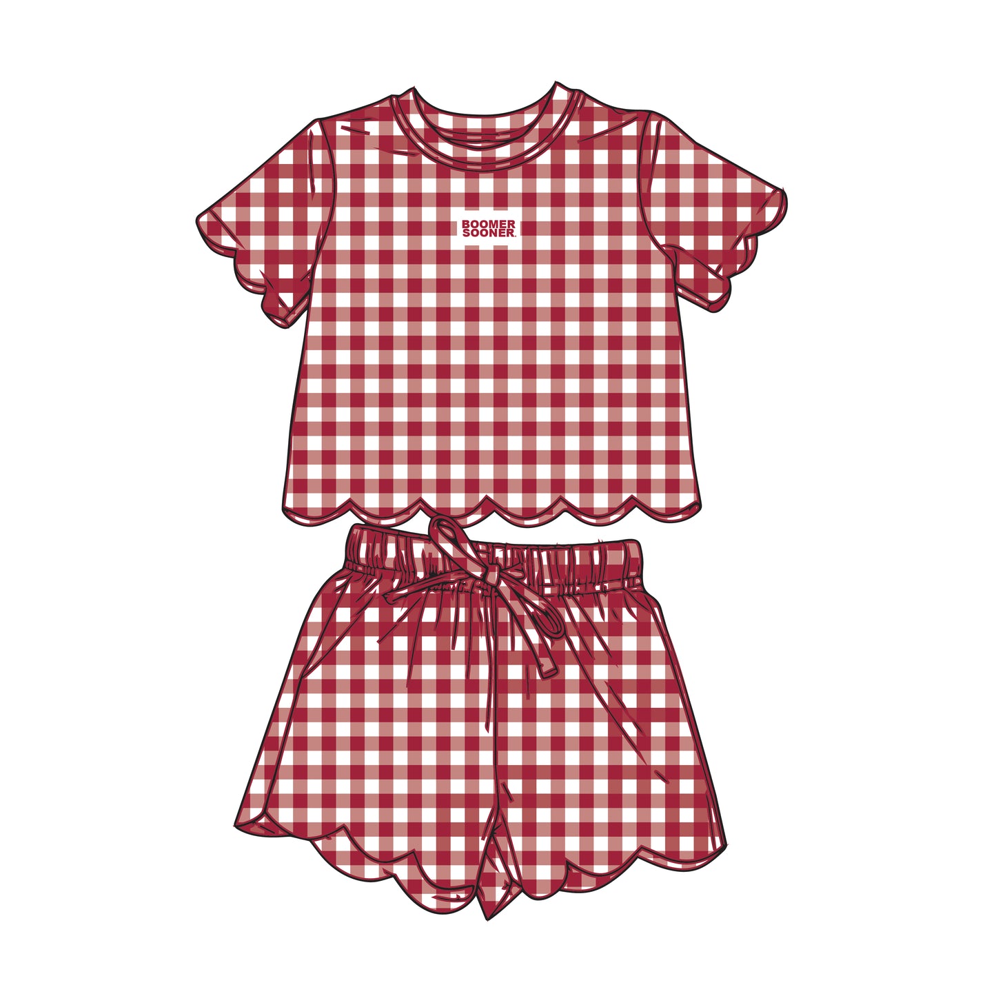 The Sue Scalloped Set Boomer Sooner | Youth Crimson