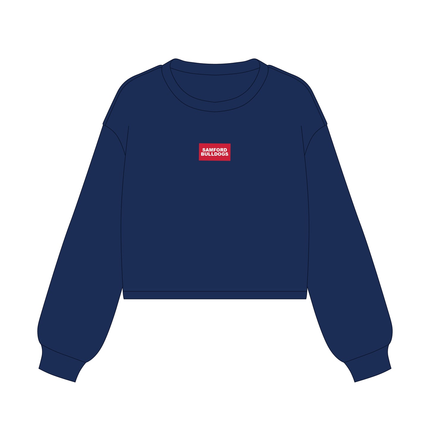 The Becca Boxy Crewneck Samford Bulldogs Woven Label | Youth Navy