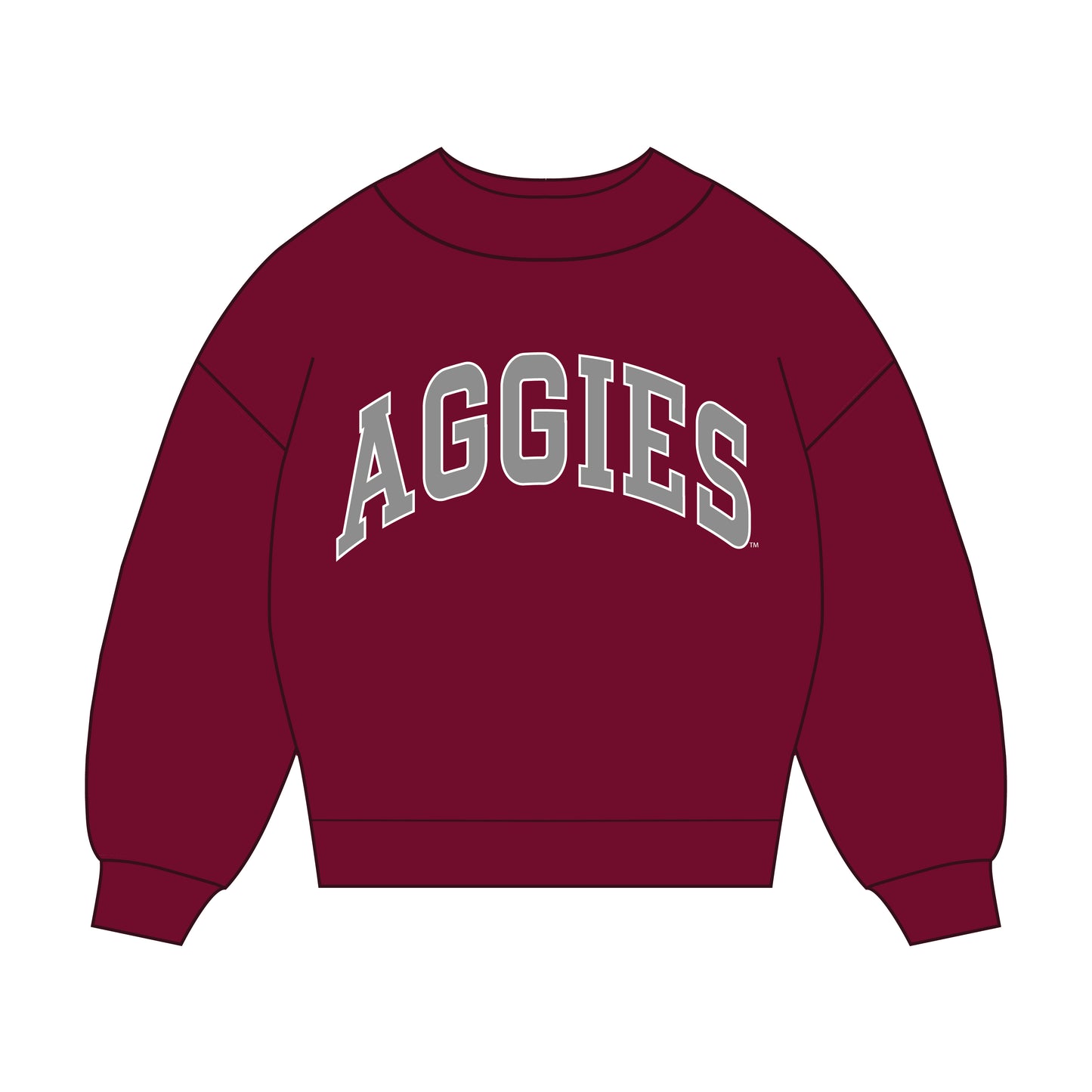 The Madi Classic Mockneck Aggies Applique | Youth Deep Maroon