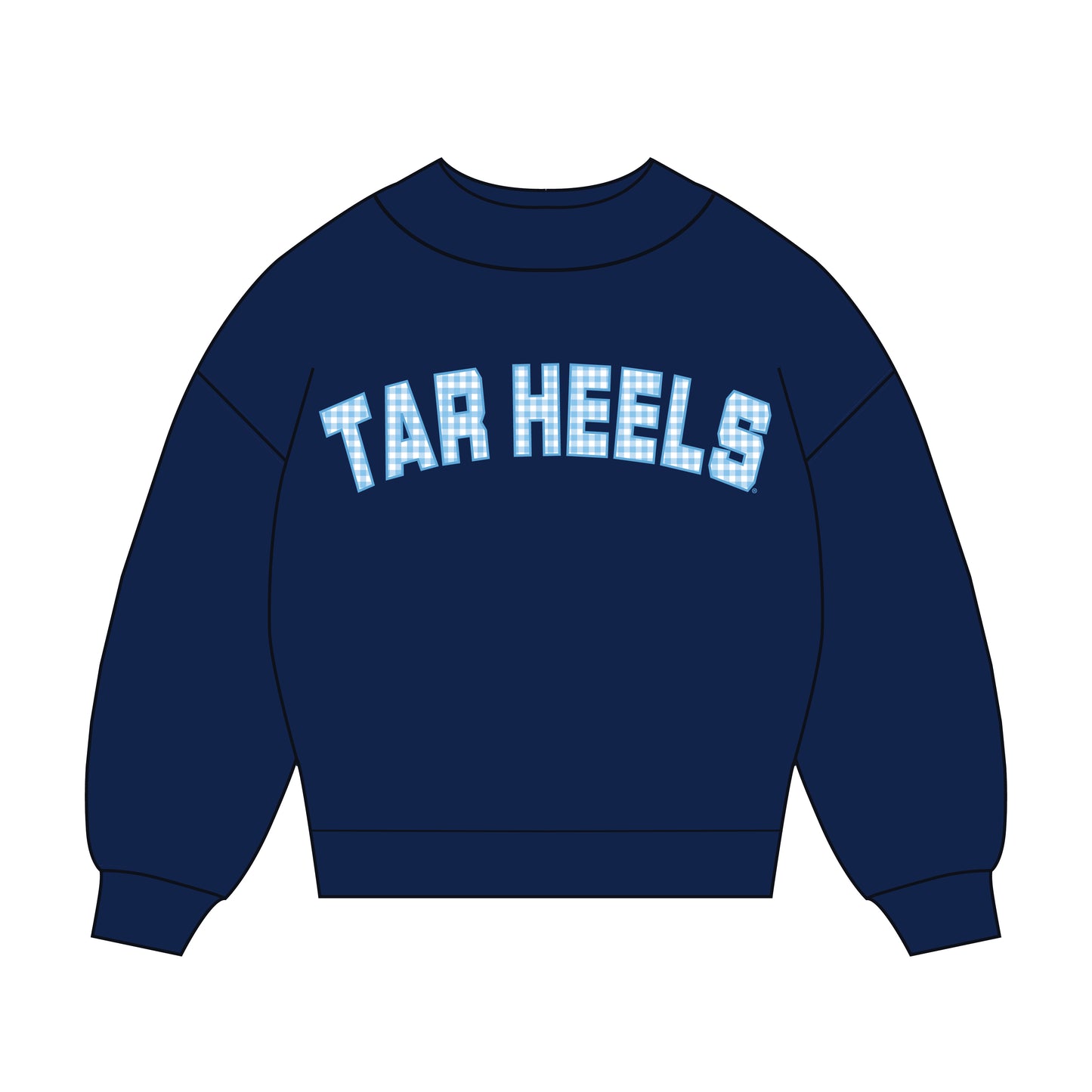 The Mallory Gingham Mockneck UNC | Youth Navy