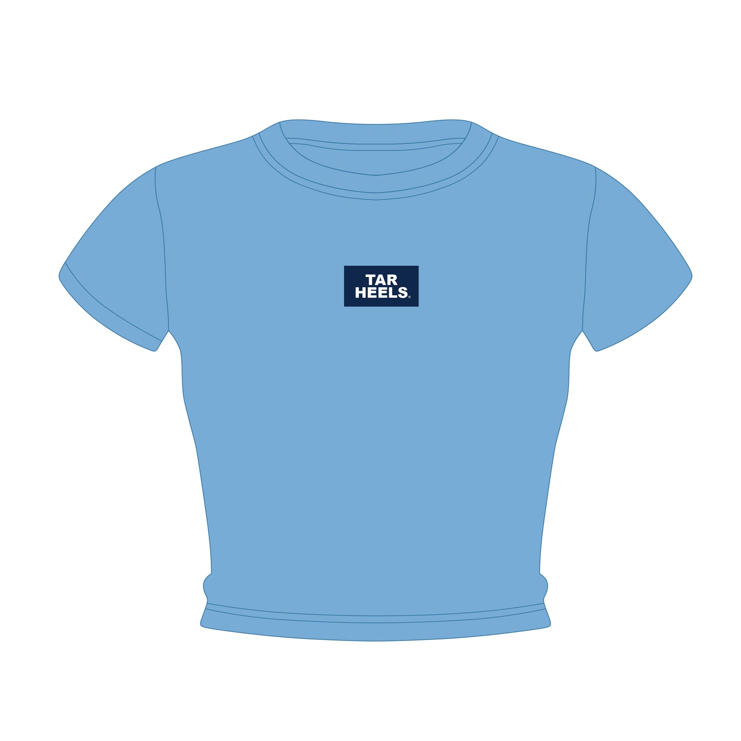 The Raegan Ribbed Baby Tee Tar Heels Woven Label | Youth Carolina Blue