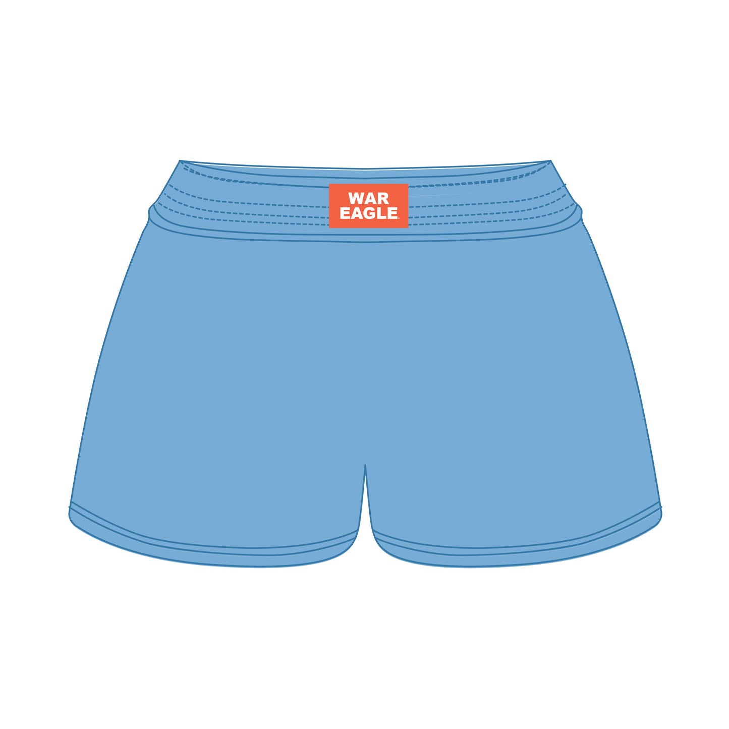 The Liz Nylon Shorts War Eagle Woven Label | Light Blue
