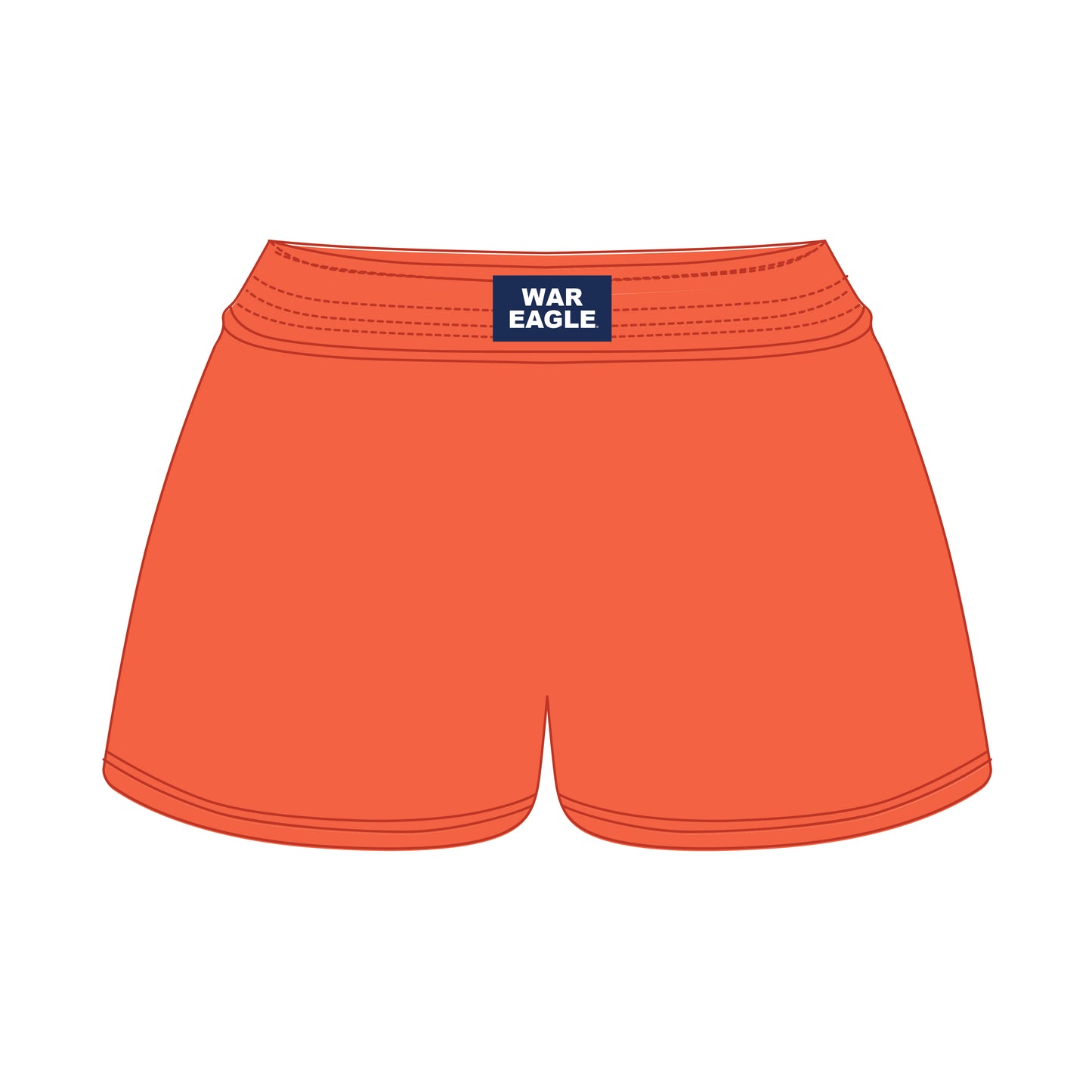 The Liz Nylon Shorts War Eagle Woven Label | Orange