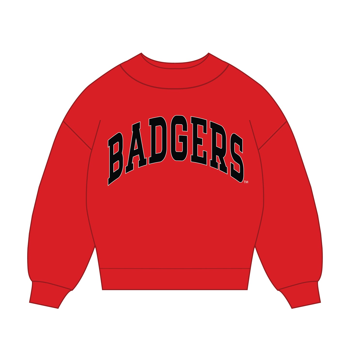 The Madi Classic Mockneck Badgers Applique | Youth Red
