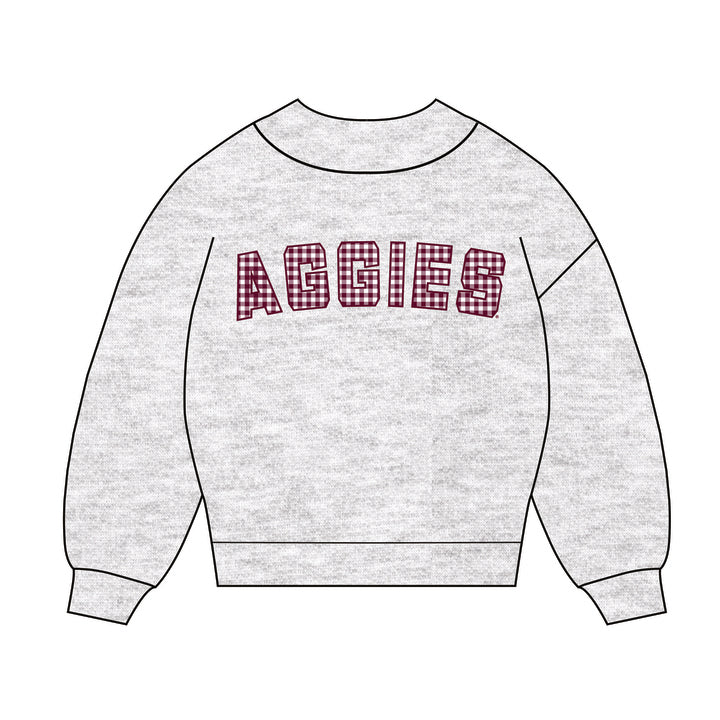 The Mallory Gingham Mockneck Texas A&M | Ash