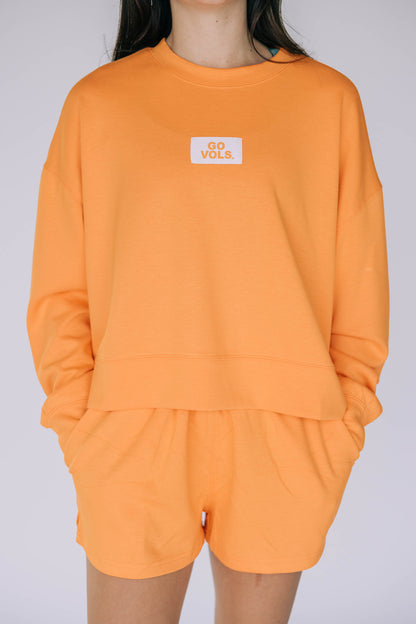 The Ava Airy Crewneck Go Vols Woven Label | Bright Orange