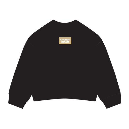 The Ava Airy Crewneck Anchor Down Woven Label | Black