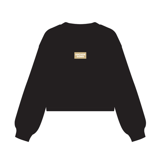The Becca Boxy Crewneck Anchor Down Woven Label | Youth Black