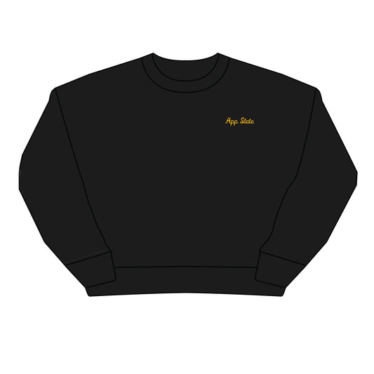 The Brooke Solid Crewneck App State | Black