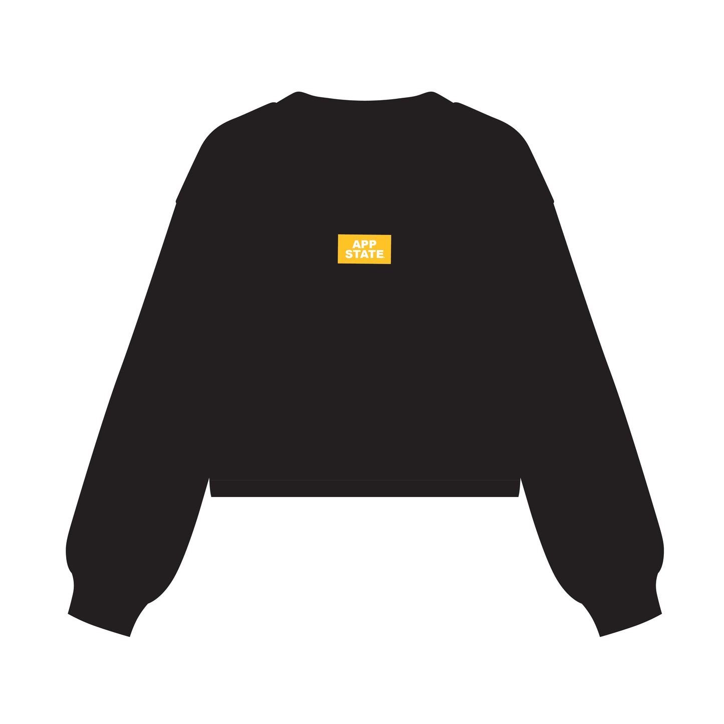 The Becca Boxy Crewneck App State Woven Label | Black