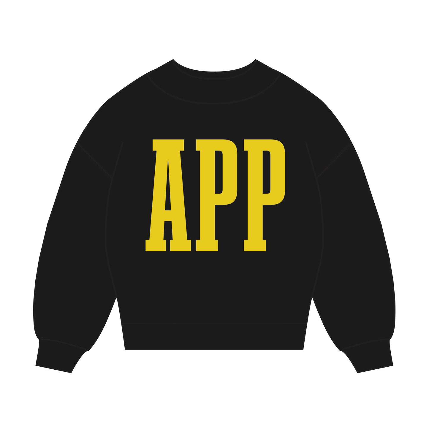 The Madi Varsity Mockneck App State | Youth Black
