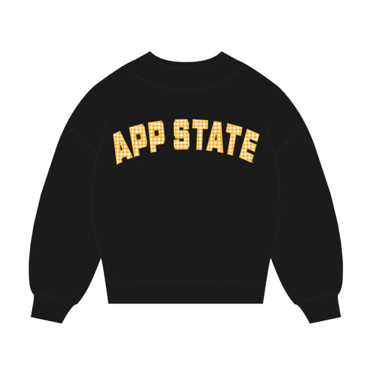 The Mallory Gingham Mockneck App State | Black