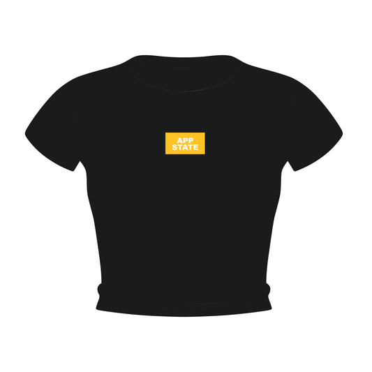 The Raegan Ribbed Baby Tee App State Woven Label | Black