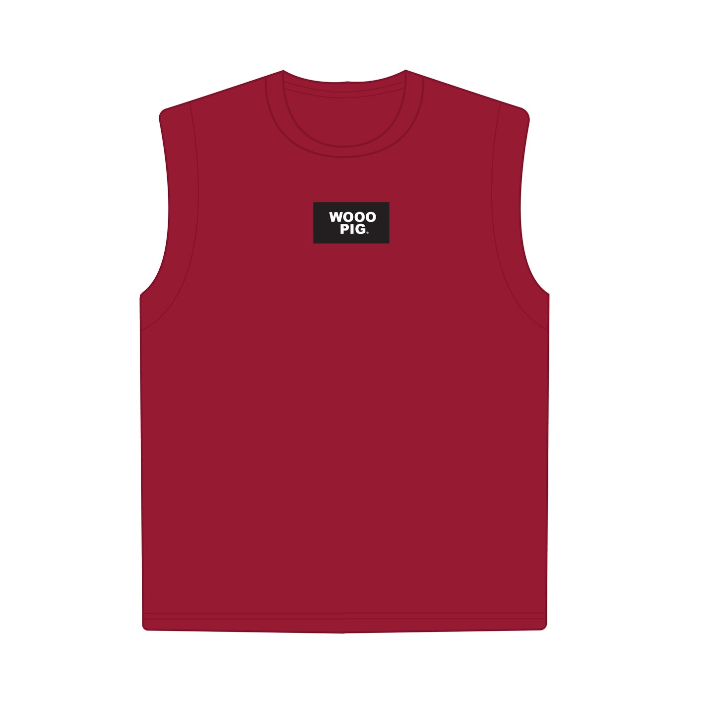 The Anna Active Tank Wooo Pig Woven Label | Crimson