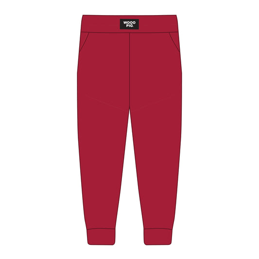 The Becca Joggers Wooo Pig Woven Label | Crimson