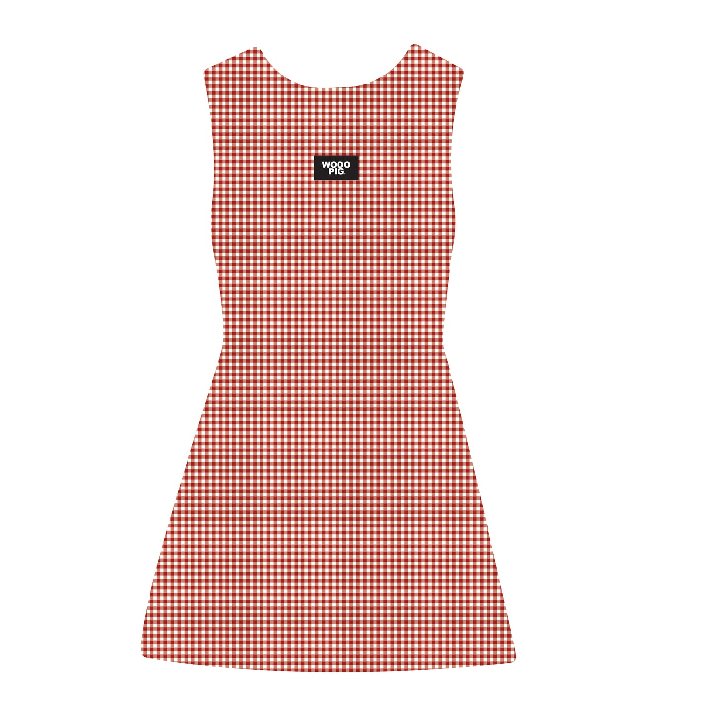 The Grace Gingham Dress Wooo Pig Woven Label | Crimson