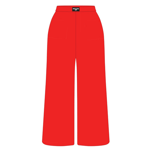The Ava Airy Pants Wolves Up Woven Label | Bright Red
