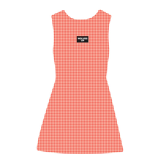 The Grace Gingham Dress Wolves Up Woven Label | Bright Red