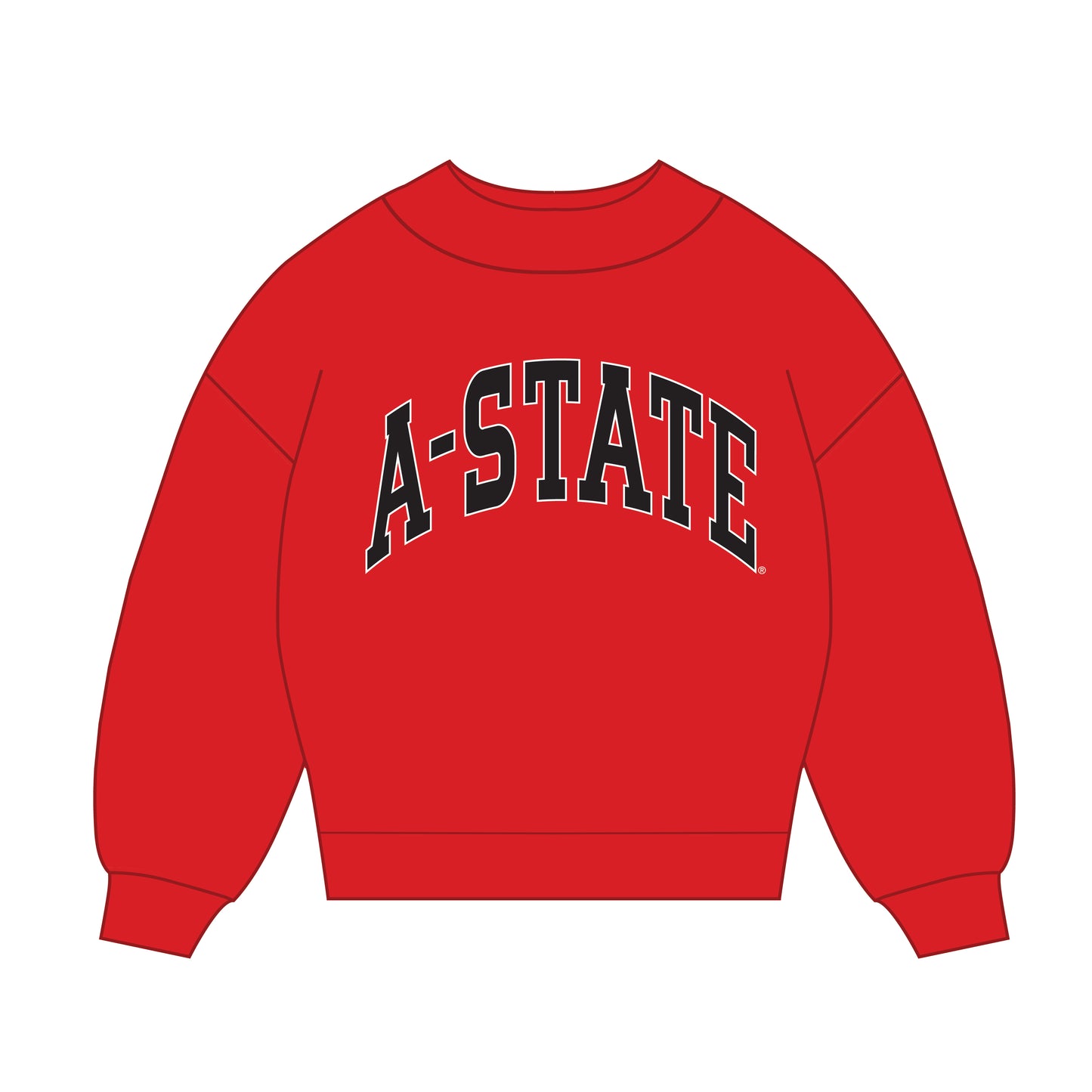 The Madi Classic Mockneck Arkansas State Applique | Bright Red