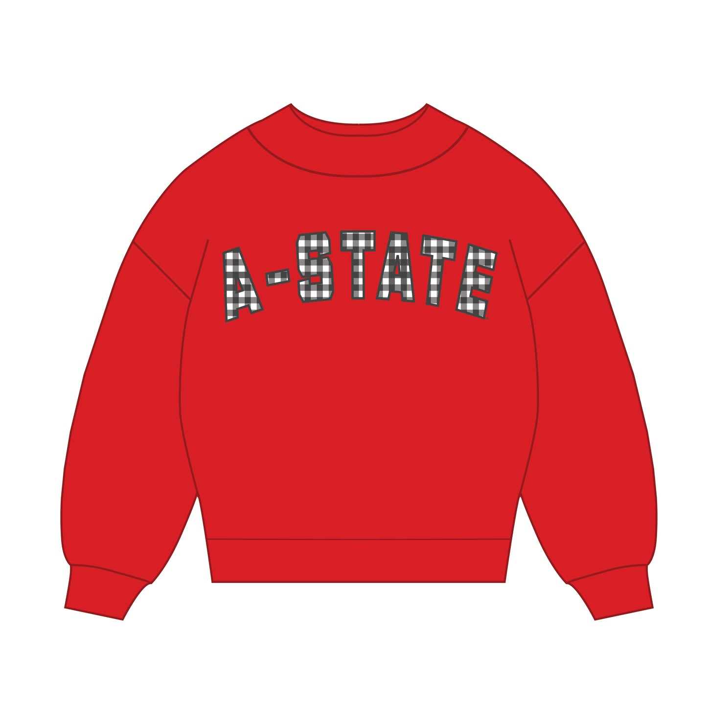 The Mallory Gingham Mockneck Arkansas State | Bright Red